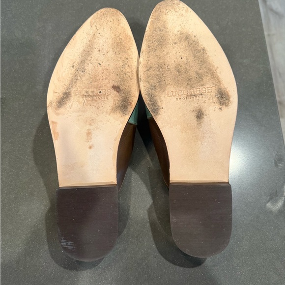Lucchese Brown and Turquoise Leather Slip-On Mules - Picture 4 of 4